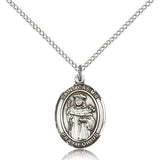 St. Casimir of Poland Medal, Sterling Silver, Medium - 18&quot; 1.2mm Sterling Silver Chain + Clasp
