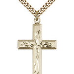 Cross Pendant, Gold Filled - 24&quot; 2.4mm Gold Plated Endless Chain