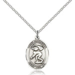 St. Sebastian Swimming Medal, Sterling Silver, Medium - 18&quot; 1.2mm Sterling Silver Chain + Clasp