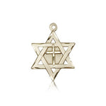 Star of David with Cross Pendant, 14 Karat Gold - 14 KT Yellow Gold