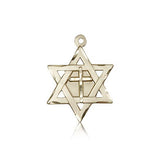 Star of David with Cross Pendant, 14 Karat Gold - 14 KT Yellow Gold
