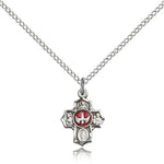 5 Way Cross Pendant, Sterling Silver - 18&quot; 1.2mm Sterling Silver Chain + Clasp
