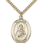 St. Rita Baseball Medal, Gold Filled, Large - 24&quot; 2.4mm Gold Plated Chain + Clasp