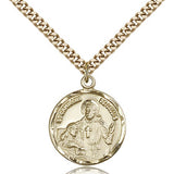 St. Camillus of Lellis Medal, Gold Filled - 24&quot; 2.4mm Gold Plated Endless Chain