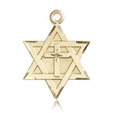 Star of David with Cross Pendant, 14 Karat Gold - 14 KT Yellow Gold