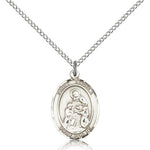 St. Angela Merici Medal, Sterling Silver, Medium - 18&quot; 1.2mm Sterling Silver Chain + Clasp