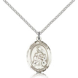 St. Angela Merici Medal, Sterling Silver, Medium - 18&quot; 1.2mm Sterling Silver Chain + Clasp