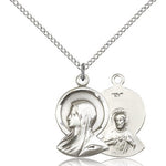 Madonna Medal, Sterling Silver - 18&quot; 1.2mm Sterling Silver Chain + Clasp