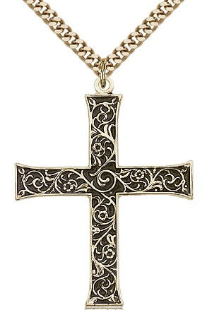 Cross Pendant, Gold Filled - 24&quot; 2.4mm Gold Plated Endless Chain