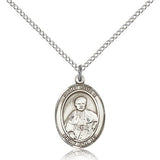 St. Pius X Medal, Sterling Silver, Medium - 18&quot; 1.2mm Sterling Silver Chain + Clasp