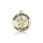 St. Peregrine Medal, 14 Karat Gold - 14 KT Yellow Gold