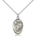 Miraculous Medal, Sterling Silver - 18&quot; 1.2mm Sterling Silver Chain + Clasp