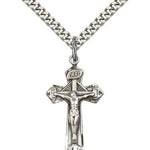 Crucifix Pendant, Sterling Silver - 24&quot; 2.4mm Rhodium Plate Endless Chain
