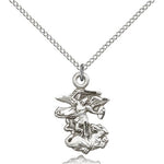 St. Michael the Archangel Medal, Sterling Silver - 18&quot; 1.2mm Sterling Silver Chain + Clasp