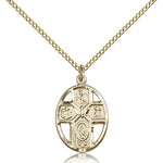 5 Way Cross Holy Spirit Medal, Gold Filled - Gold-tone