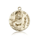 St. Barbara Medal, 14 Karat Gold - 14 KT Yellow Gold
