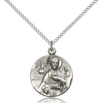 St. John the Evangelist Medal, Sterling Silver - 18&quot; 1.2mm Sterling Silver Chain + Clasp