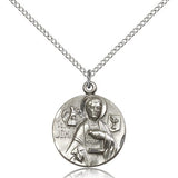 St. John the Evangelist Medal, Sterling Silver - 18&quot; 1.2mm Sterling Silver Chain + Clasp