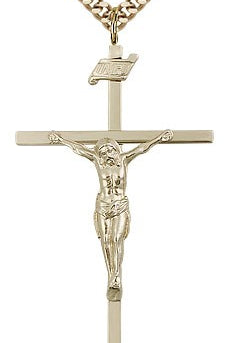 Crucifix Pendant, Gold Filled - 24&quot; 2.4mm Gold Plated Endless Chain