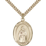 St. Samuel Medal, Gold Filled, Large - 24&quot; 2.4mm Gold Plated Chain + Clasp