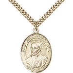 St. Ignatius of Loyola Medal, Gold Filled, Large - 24&quot; 2.4mm Gold Plated Chain + Clasp