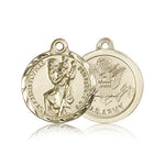 St. Christopher Army Medal, 14 Karat Gold - 14 KT Yellow Gold