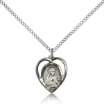 St. Theresa Medal, Sterling Silver - 18&quot; 1.2mm Sterling Silver Chain + Clasp