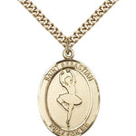 St. Sebastian Dance Medal, Gold Filled, Large - 24&quot; 2.4mm Gold Plated Chain + Clasp