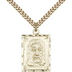 Holy Face Medal, Gold Filled - 24&quot; 2.4mm Gold Plated Endless Chain