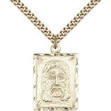 Holy Face Medal, Gold Filled - 24&quot; 2.4mm Gold Plated Endless Chain