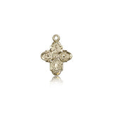 4 Way Cross Pendant, 14 Karat Gold - 14 KT Yellow Gold