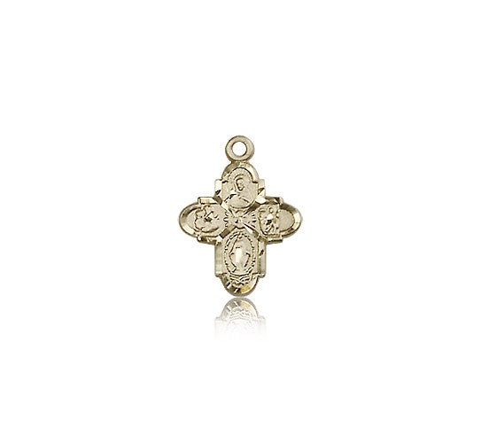 4 Way Cross Pendant, 14 Karat Gold - 14 KT Yellow Gold
