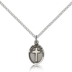 Friend In Jesus Cross Pendant, Sterling Silver - 18&quot; 1.2mm Sterling Silver Chain + Clasp