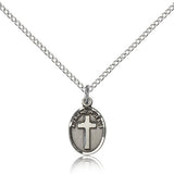 Friend In Jesus Cross Pendant, Sterling Silver - 18&quot; 1.2mm Sterling Silver Chain + Clasp