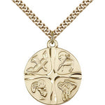 Christian Life Medal, Gold Filled - 24&quot; 2.4mm Gold Plated Endless Chain