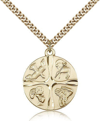 Christian Life Medal, Gold Filled - 24&quot; 2.4mm Gold Plated Endless Chain