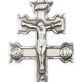 Caravaca Crucifix Pendant, Sterling Silver - 24&quot; 2.4mm Rhodium Plate Endless Chain