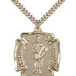 St. Florian Medal, Gold Filled - 24&quot; 2.4mm Gold Plated Endless Chain