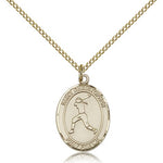 St. Christopher Softball Medal, Gold Filled, Medium - Gold-tone