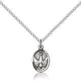 Holy Spirit Medal, Sterling Silver - 18&quot; 1.2mm Sterling Silver Chain + Clasp