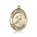 St. Sebastian Soccer Medal, 14 Karat Gold, Large - 14 KT Yellow Gold