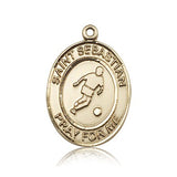 St. Sebastian Soccer Medal, 14 Karat Gold, Large - 14 KT Yellow Gold