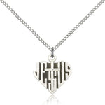 Heart of Jesus Cross Pendant, Sterling Silver - 18&quot; 1.2mm Sterling Silver Chain + Clasp