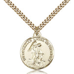 Guardian Angel Medal, Gold Filled - 24&quot; 2.4mm Gold Plated Endless Chain