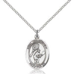St. Christopher Tennis Medal, Sterling Silver, Medium - 18&quot; 1.2mm Sterling Silver Chain + Clasp