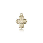 5 Way Cross Motherhood Medal, 14 Karat Gold - 14 KT Yellow Gold