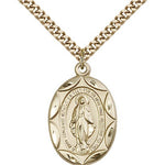 Miraculous Medal, Gold Filled - 24&quot; 2.4mm Gold Plated Endless Chain