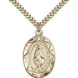Miraculous Medal, Gold Filled - 24&quot; 2.4mm Gold Plated Endless Chain