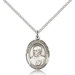 St. Ignatius of Loyola Medal, Sterling Silver, Medium - 18&quot; 1.2mm Sterling Silver Chain + Clasp