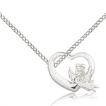 Heart Guardian Angel Medal, Sterling Silver - 18&quot; 1.2mm Sterling Silver Chain + Clasp